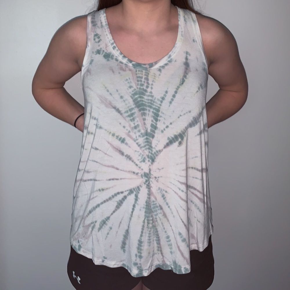 White & Blue Tie Dye Tank